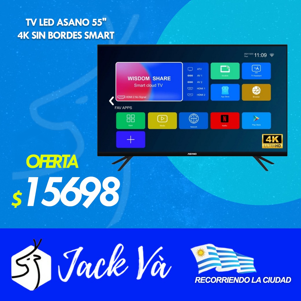 TV LED ASANO 55 4K SIN BORDES SMART, Televisión - Técnologia